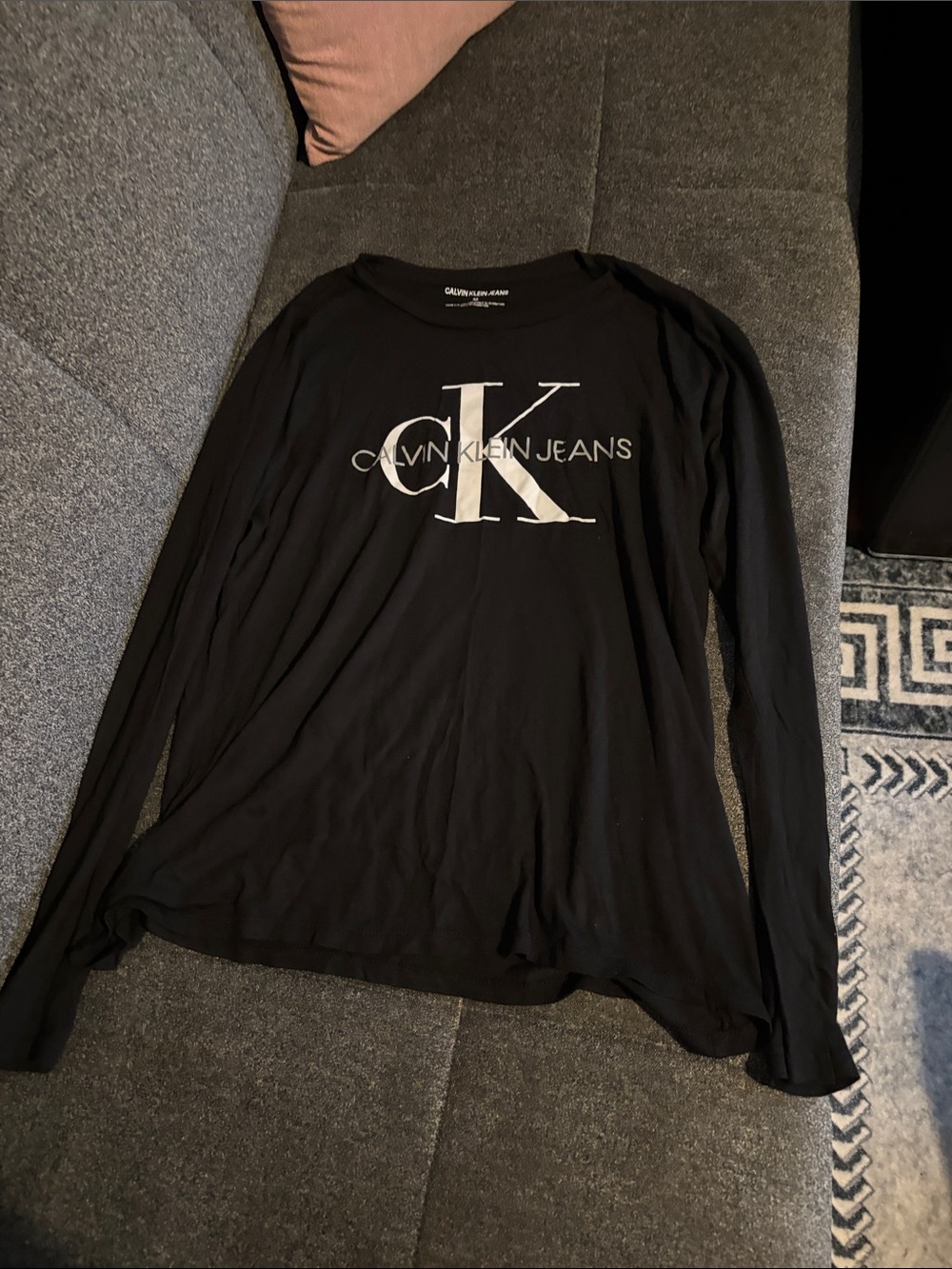 Calvin Klein Jeans Black Long-Sleeve CK Logo Tee